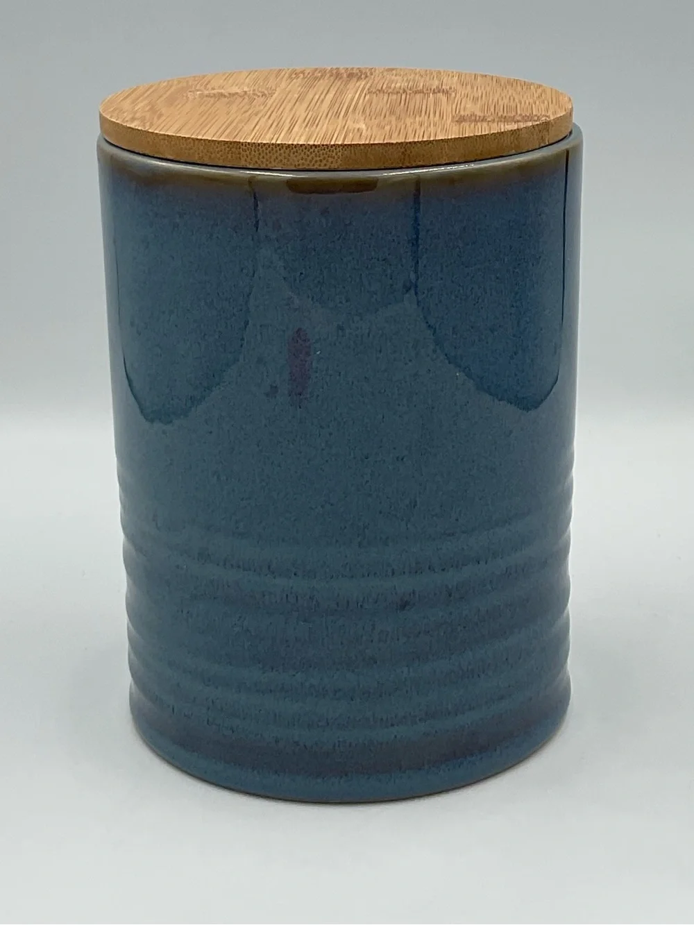 At Home Blue Speckled Stoneware Kitchen Canister with Lid